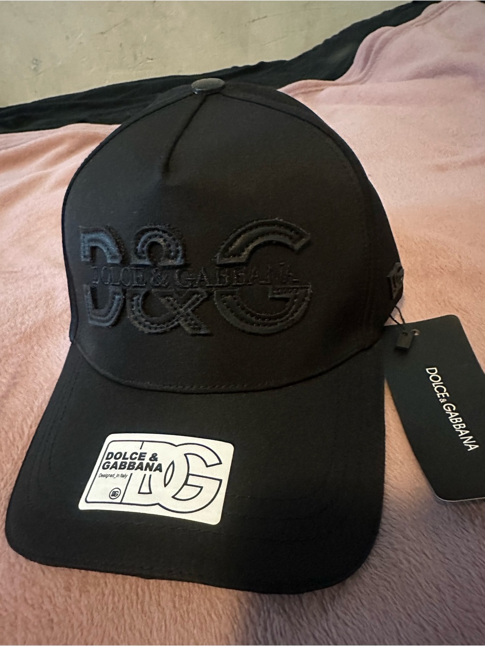 Dolce & Gabbana Black Embroidered DG Logo Baseball Cap